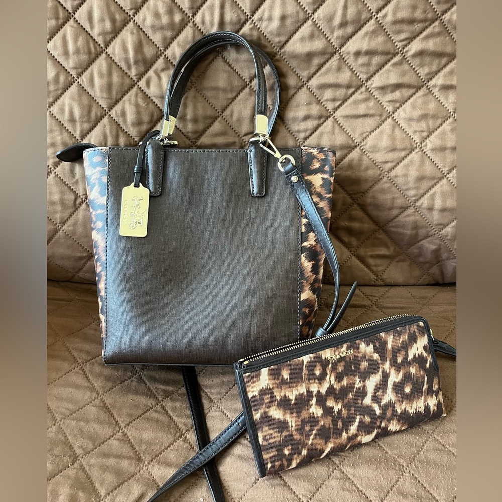 Coach Madison leopard handbag and wallet